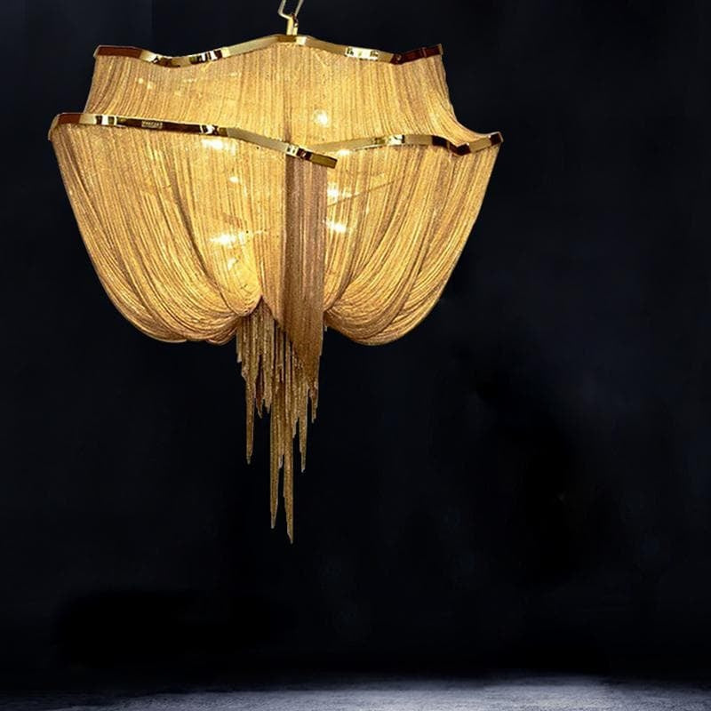 Alisa Luxury Double-Layer Aluminum Chain Tassel Chandelier  - kimoylights