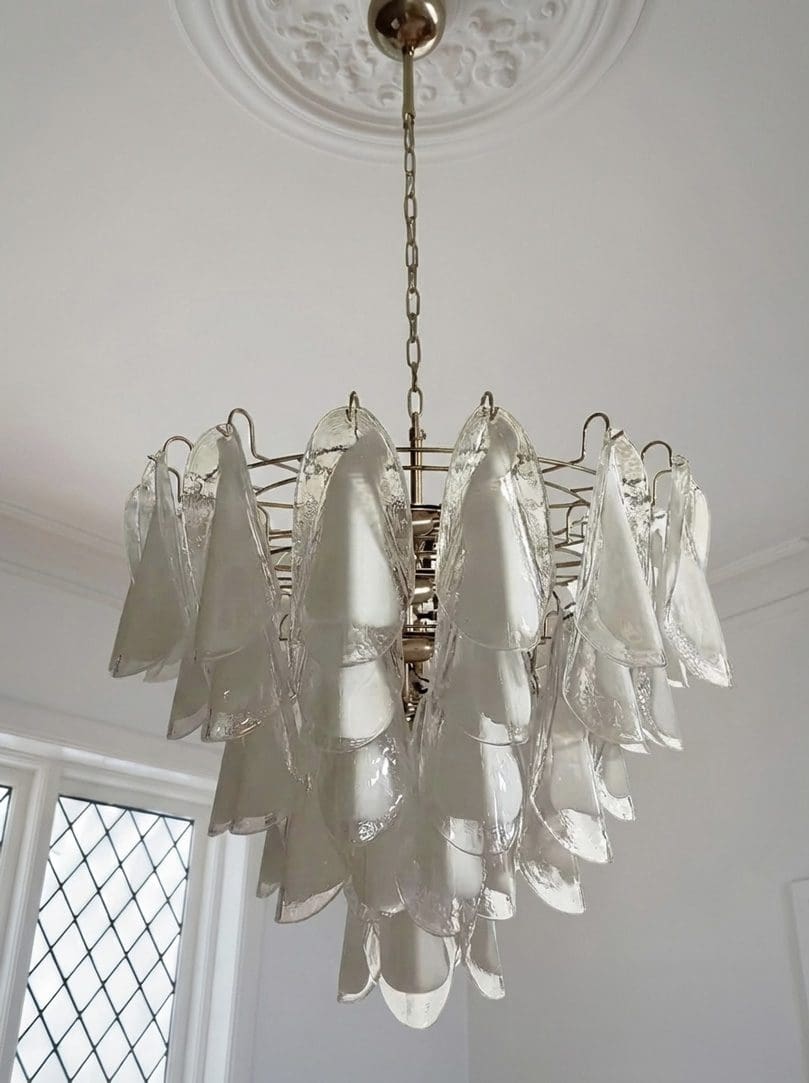 Murano chandelier 57 rondini lattimo