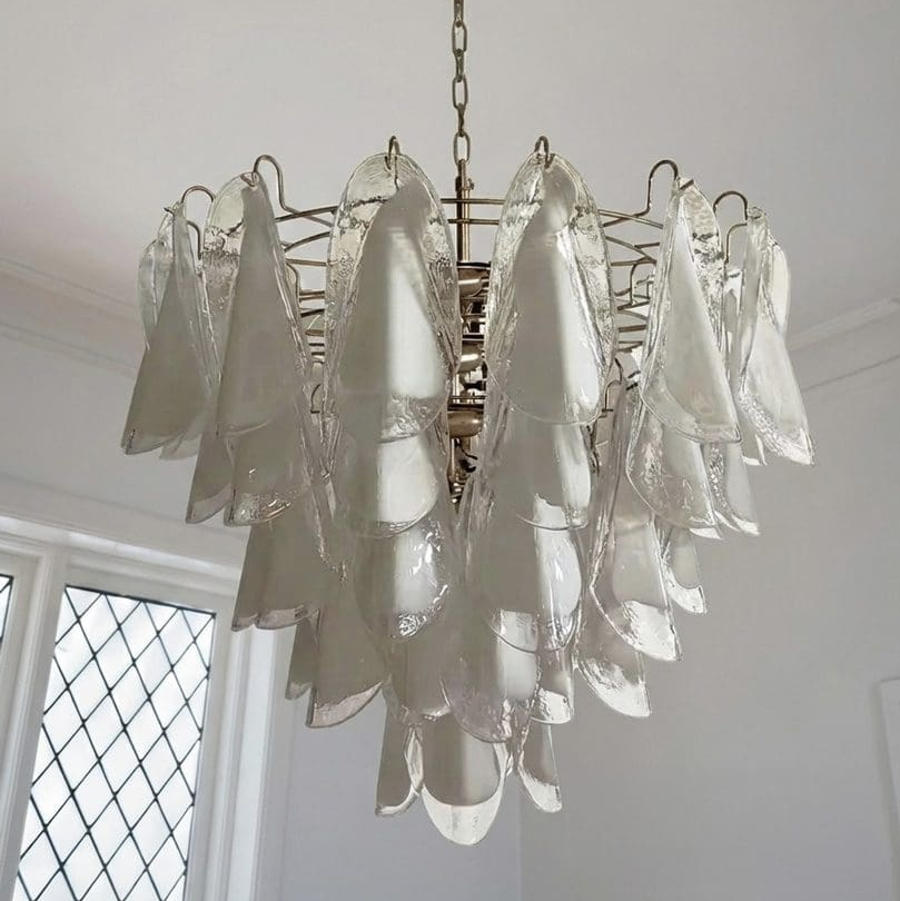 Murano chandelier 57 rondini lattimo