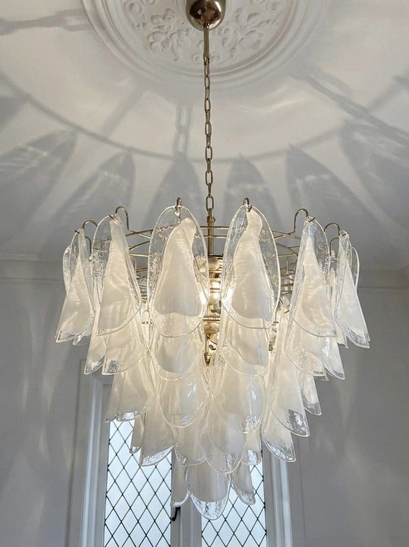 Murano chandelier 57 rondini lattimo