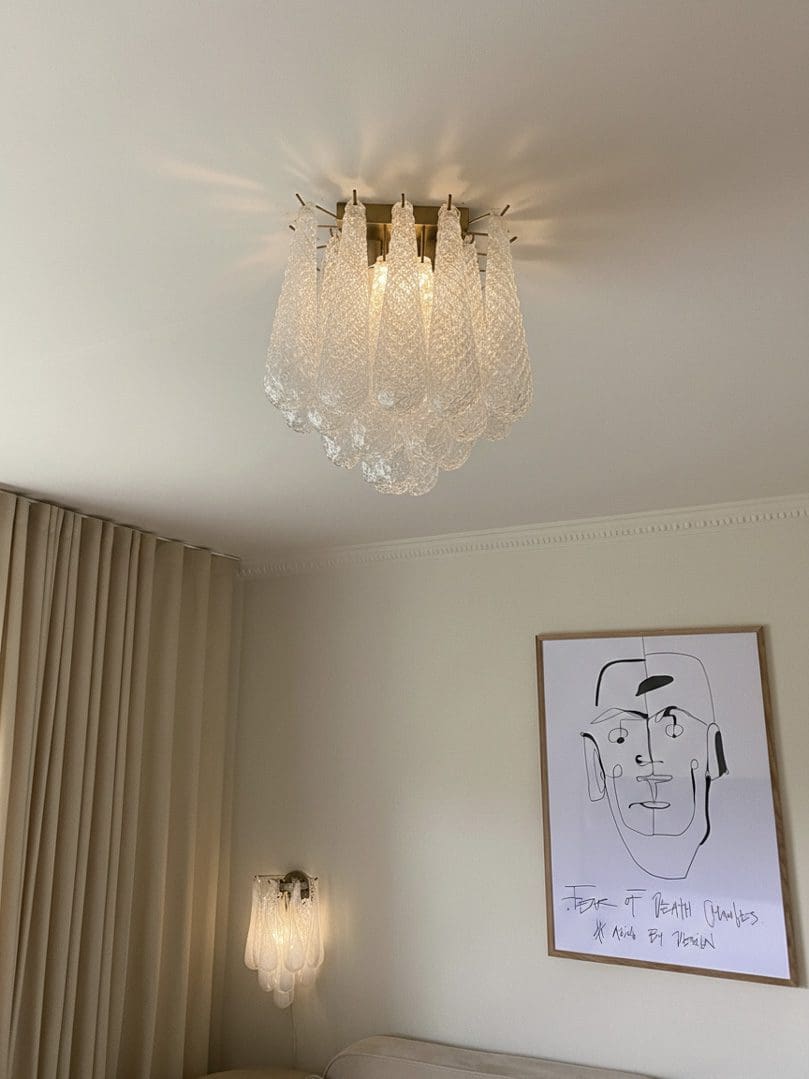 Murano Ceiling lamp 32 Drops Transparent
