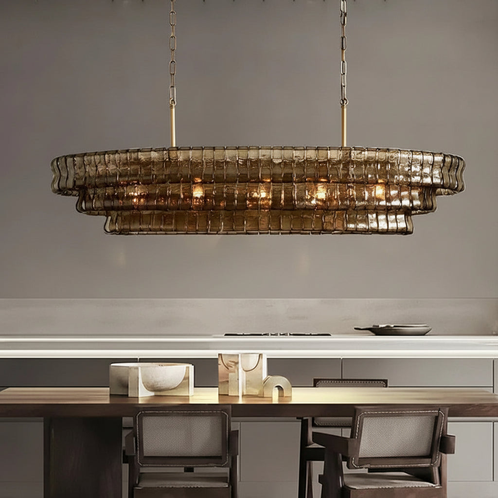 Lime Glass Oval Chandelier 54"W/65"W - kimoylights