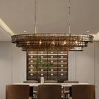 Lime Glass Oval Chandelier 54"W/65"W - kimoylights