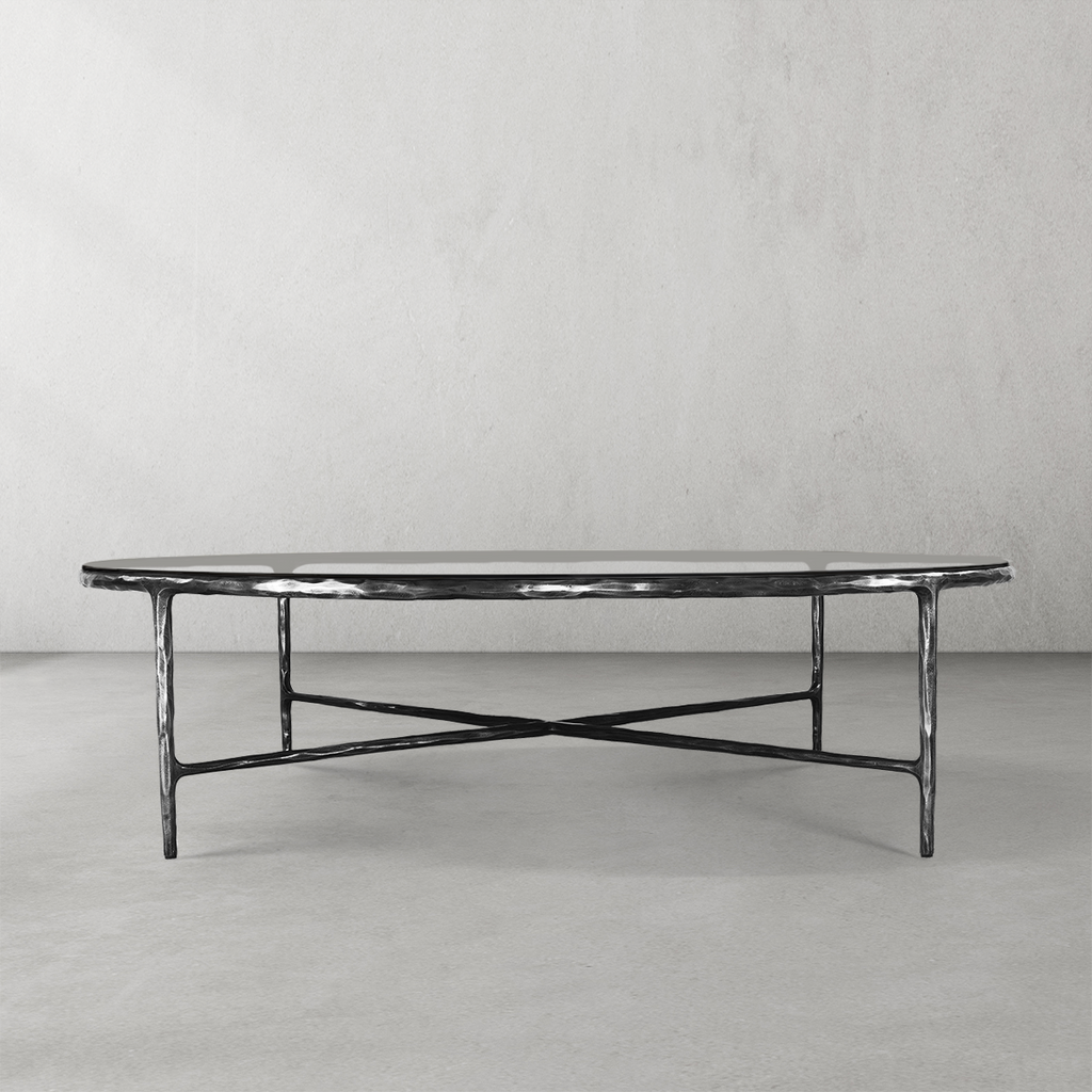 Thaddeus Metal Glass Round Coffee Table 36" 55"