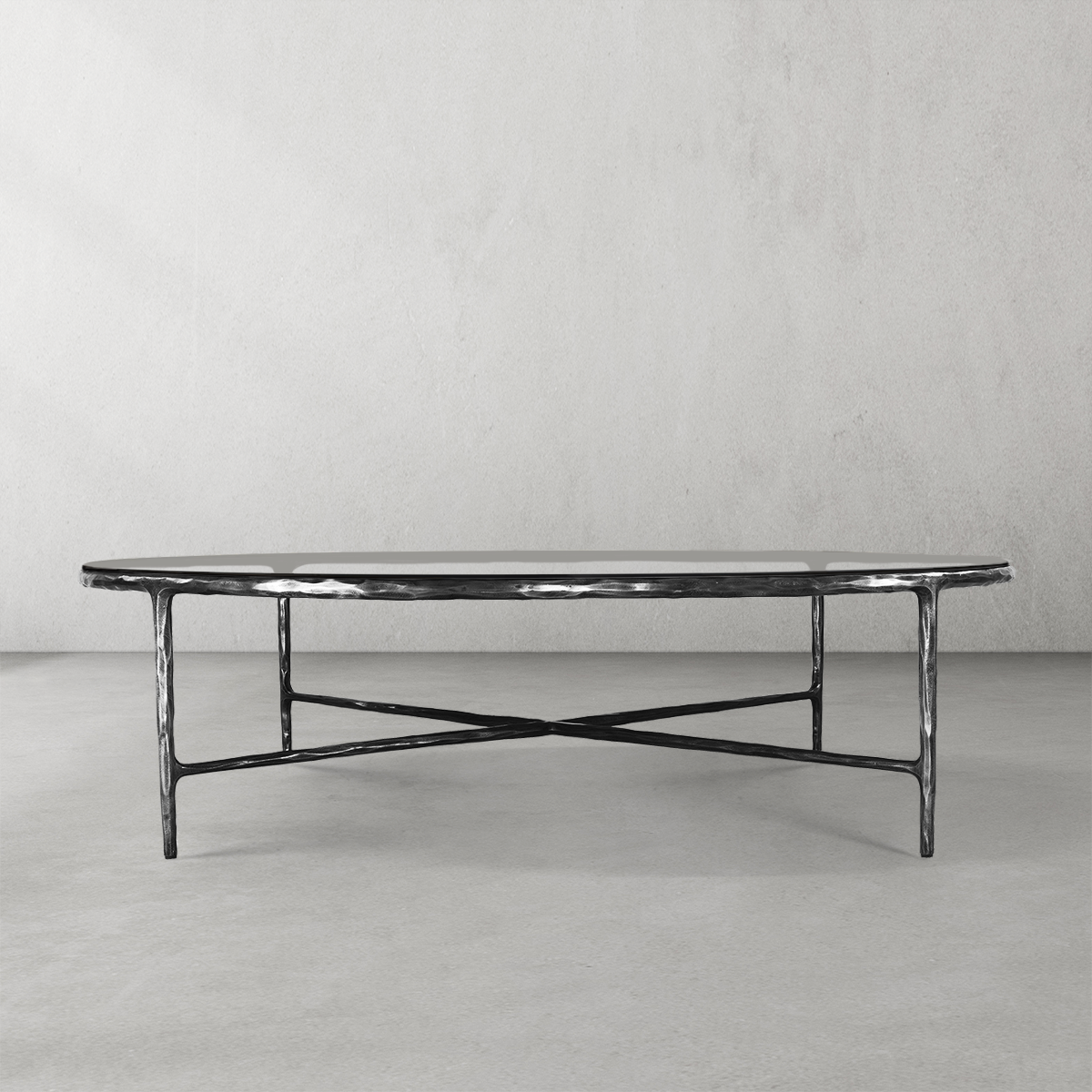 Thaddeus Metal Glass Round Coffee Table 36" 55"
