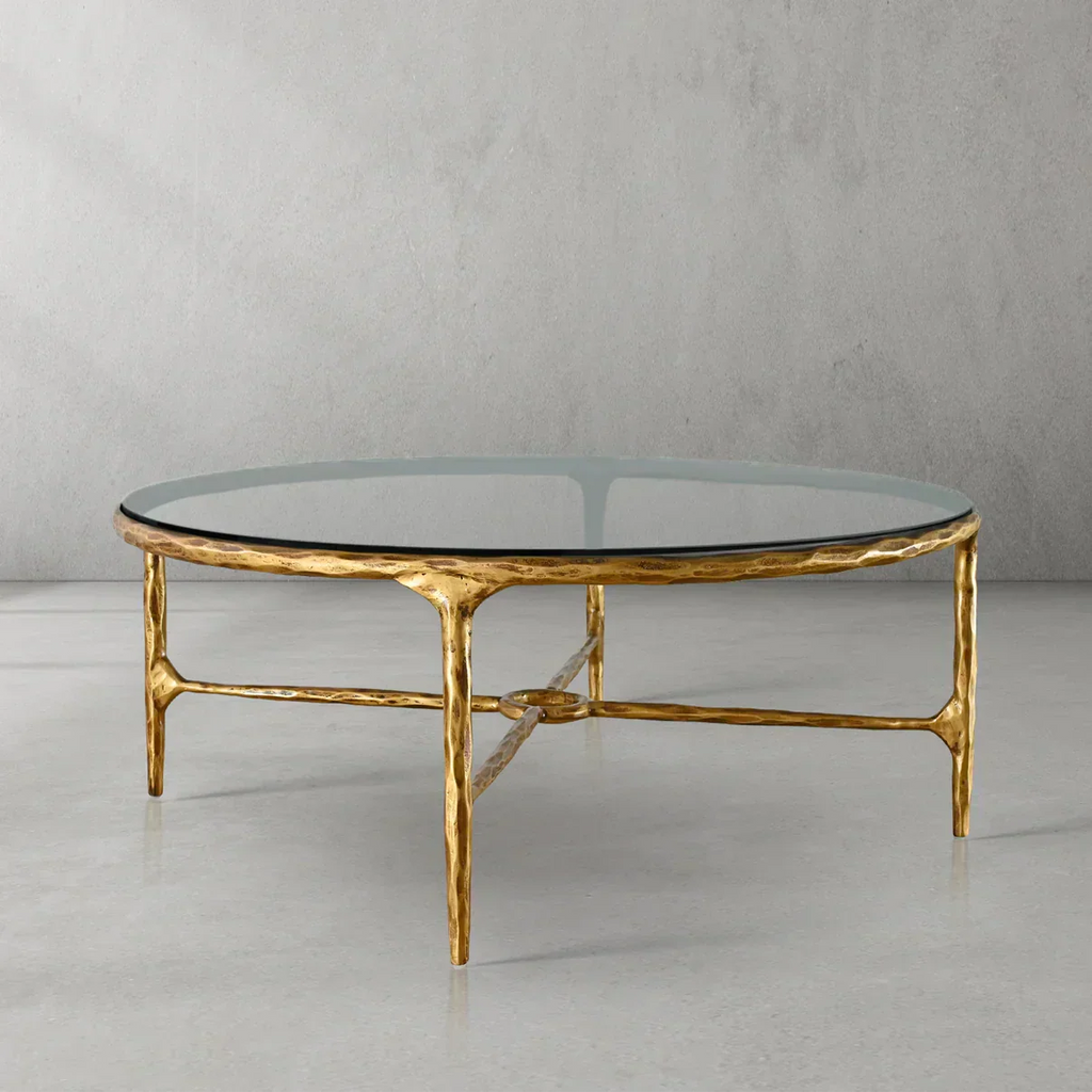 Thaddeus Metal Glass Round Coffee Table 36" 55"