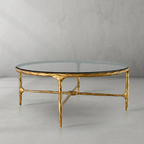 Thaddeus Metal Glass Round Coffee Table 36" 55"