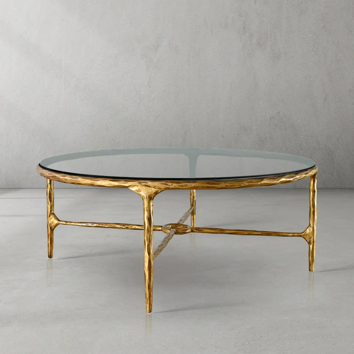 Thaddeus Metal Glass Round Coffee Table 36" 55"
