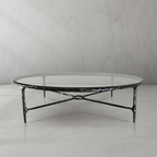 Thaddeus Metal Glass Round Coffee Table 36" 55"