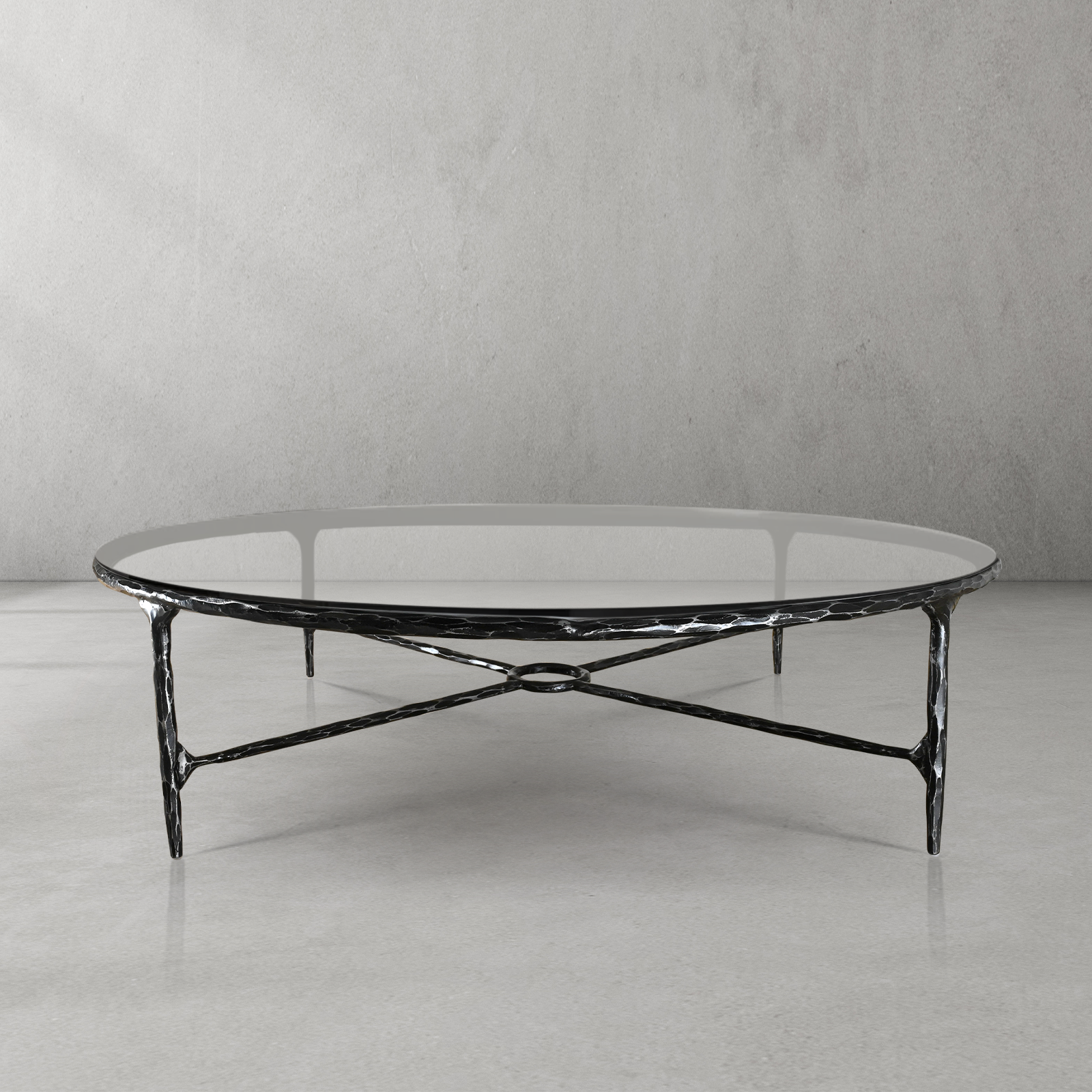 Thaddeus Metal Glass Round Coffee Table 36" 55"