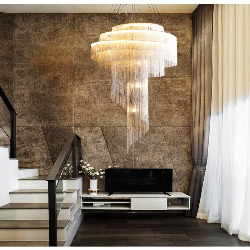 Alisa Luxury Aluminum Chain Tassel Ring Multilayer Chandelier  - kimoylights