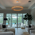 Modern K9 Grey/Clear Crystal Beads Round Chandelier 31.5" - kimoylights