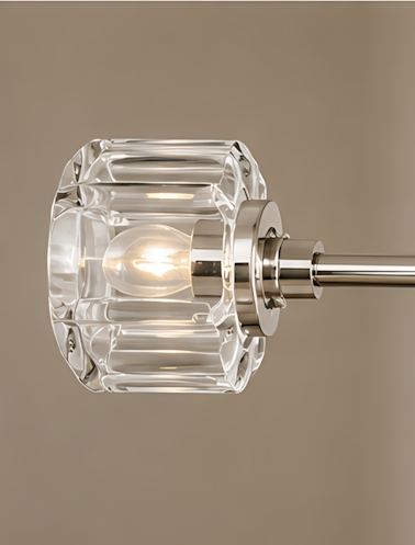 Demeart Mobile Linear Brass Chandelier with Faceted Glass Shades