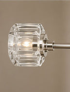 Demeart Mobile Linear Brass Chandelier with Faceted Glass Shades