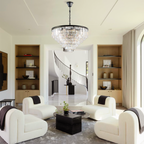 1920s Olion Multi-Tier Clear/Smoke Crystal Round Chandelier