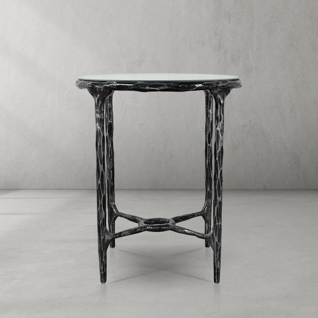 Thaddeus Glass Round Side Table 18" 22"