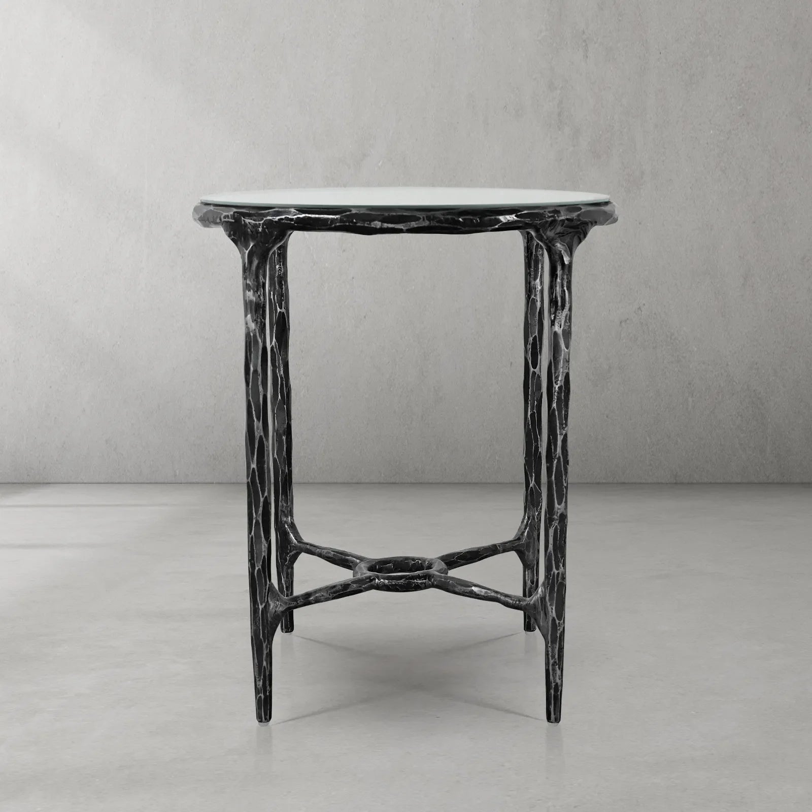 Thaddeus Glass Round Side Table 18" 22"