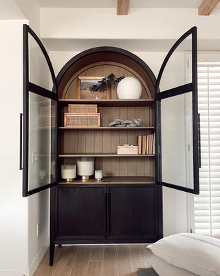 Hattie Glass-Door Oak Cabinet | Modern Farmhouse Design