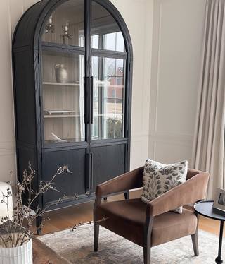 Hattie Glass-Door Oak Cabinet | Modern Farmhouse Design