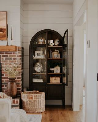 Hattie Glass-Door Oak Cabinet | Modern Farmhouse Design