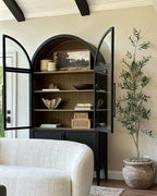 Hattie Glass-Door Oak Cabinet | Modern Farmhouse Design