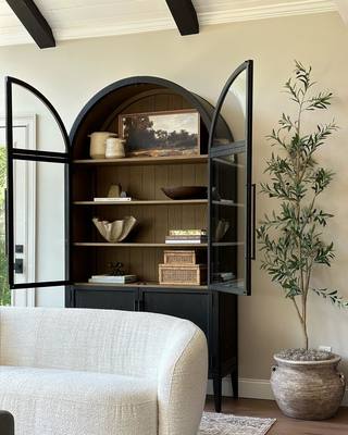 Hattie Glass-Door Oak Cabinet | Modern Farmhouse Design