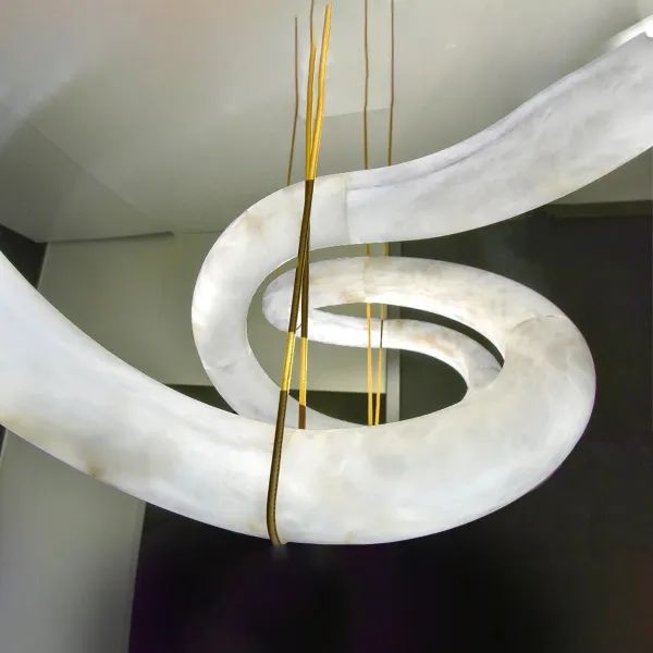 Alabaster Unique Curved Lake  Shape Chandelier  -kimoylights