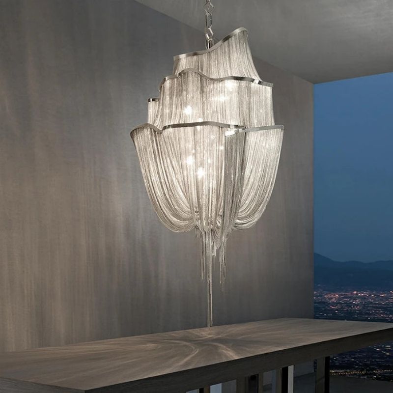 Modern Aluminum Chain Tassel Chandelier -kimoylights