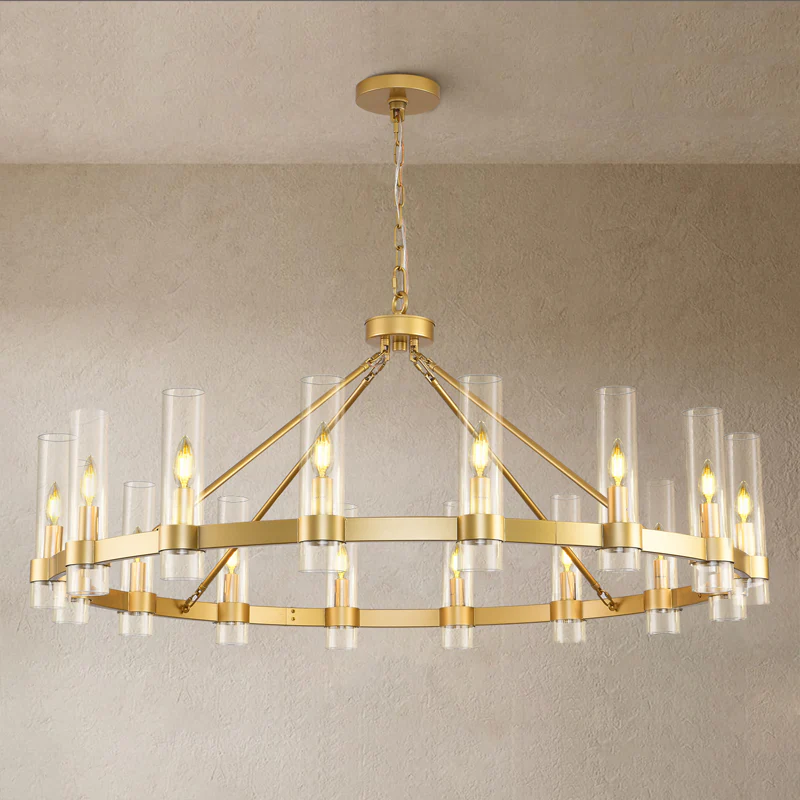 Wagonl Wheel Glass Chandelier 60" 70"