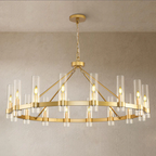 Wagonl Wheel Glass Chandelier 60" 70"
