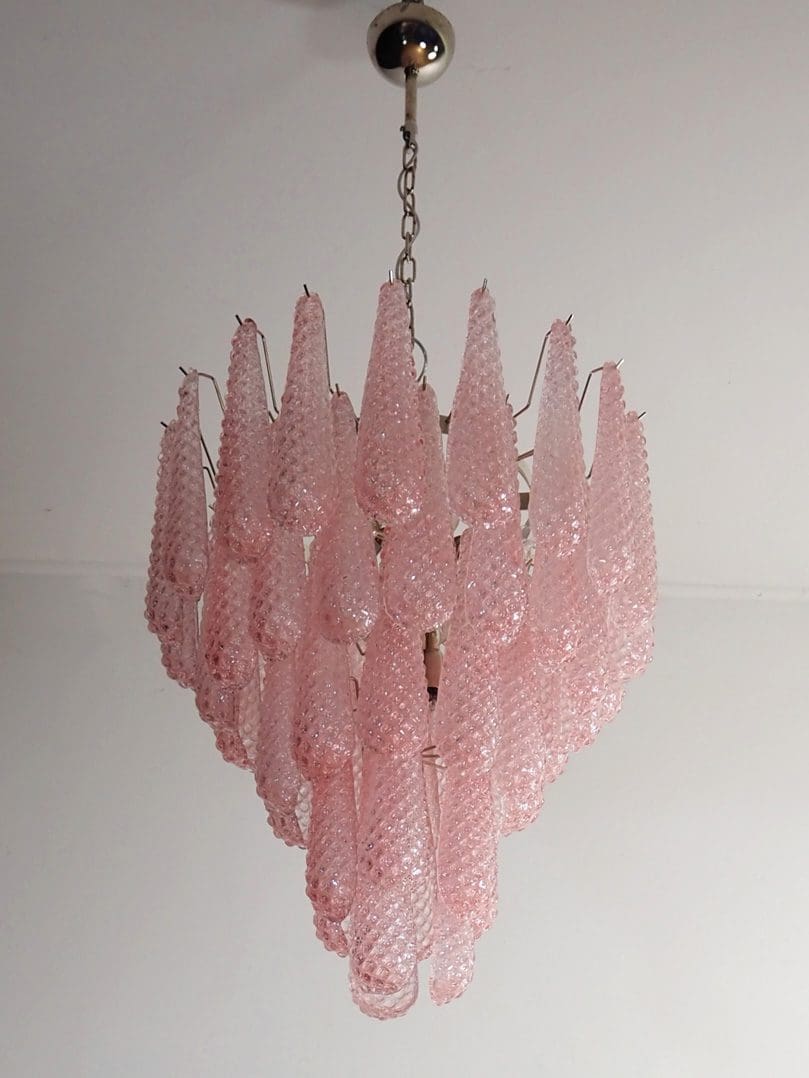 Murano Chandelier 52 Drops Pink