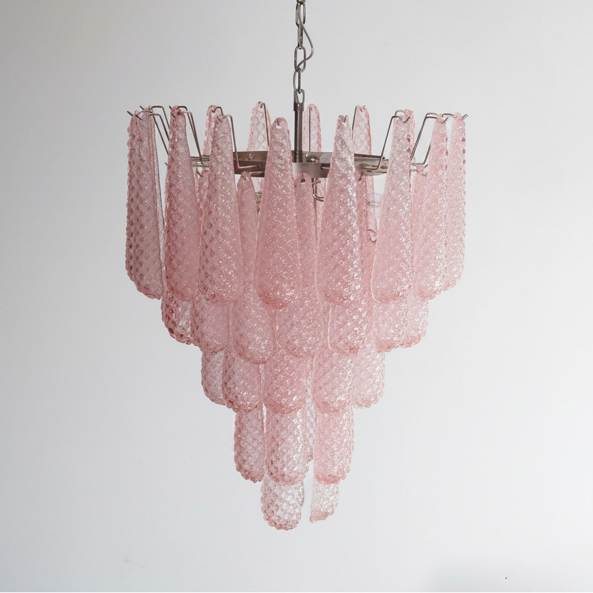 Murano Chandelier 52 Drops Pink