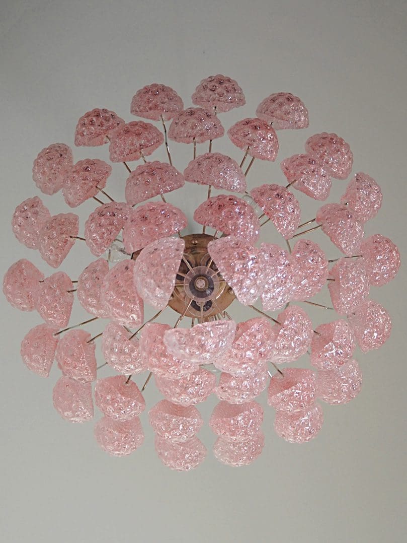 Murano Chandelier 52 Drops Pink