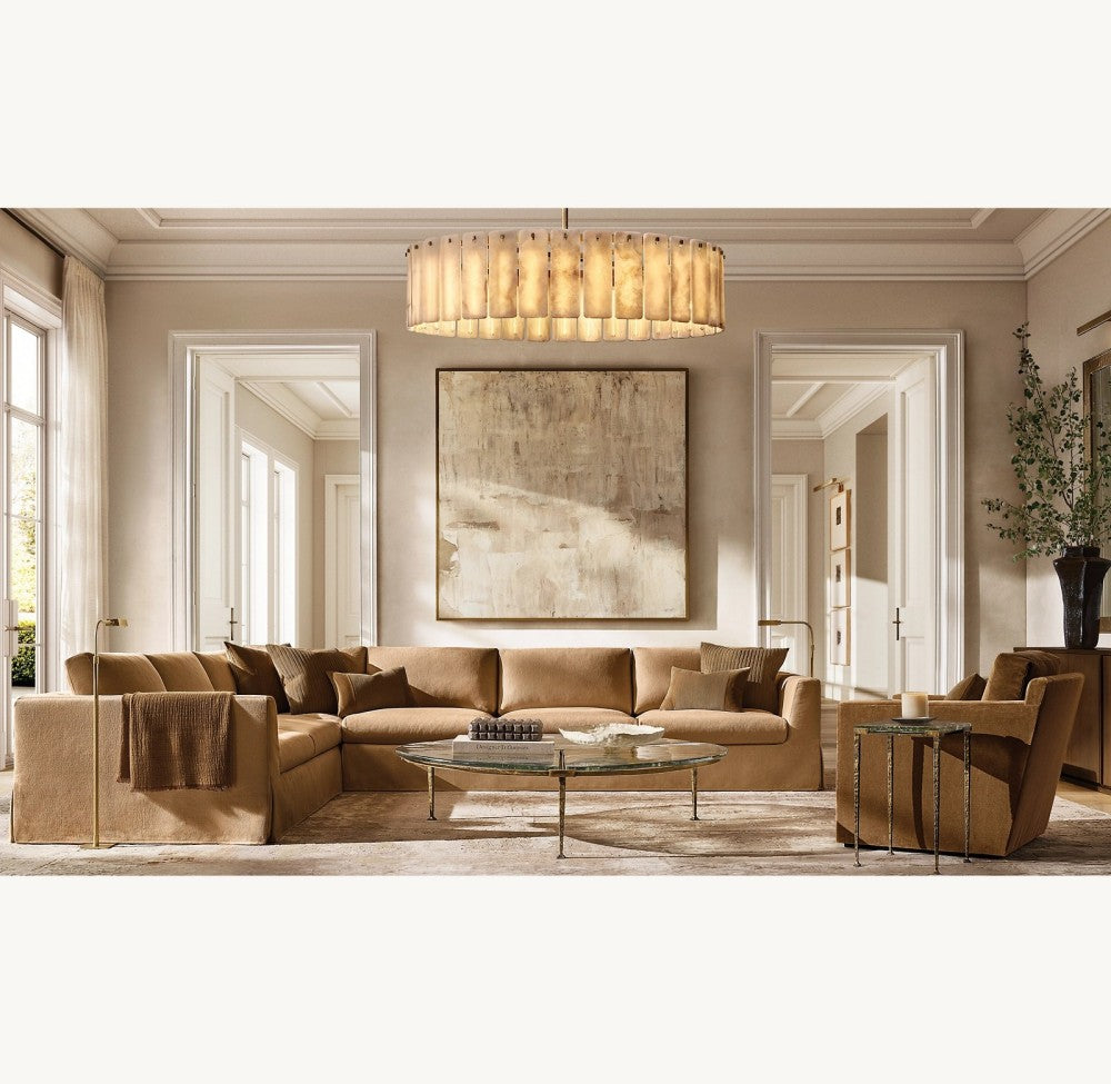 Camelot Alabaster Round Chandelier 36"D
