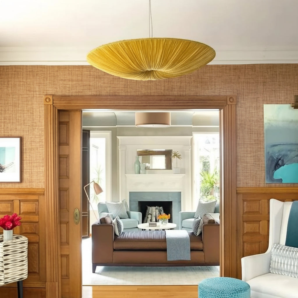 Silk Over Metal Living Room Chandelier - kimoylights