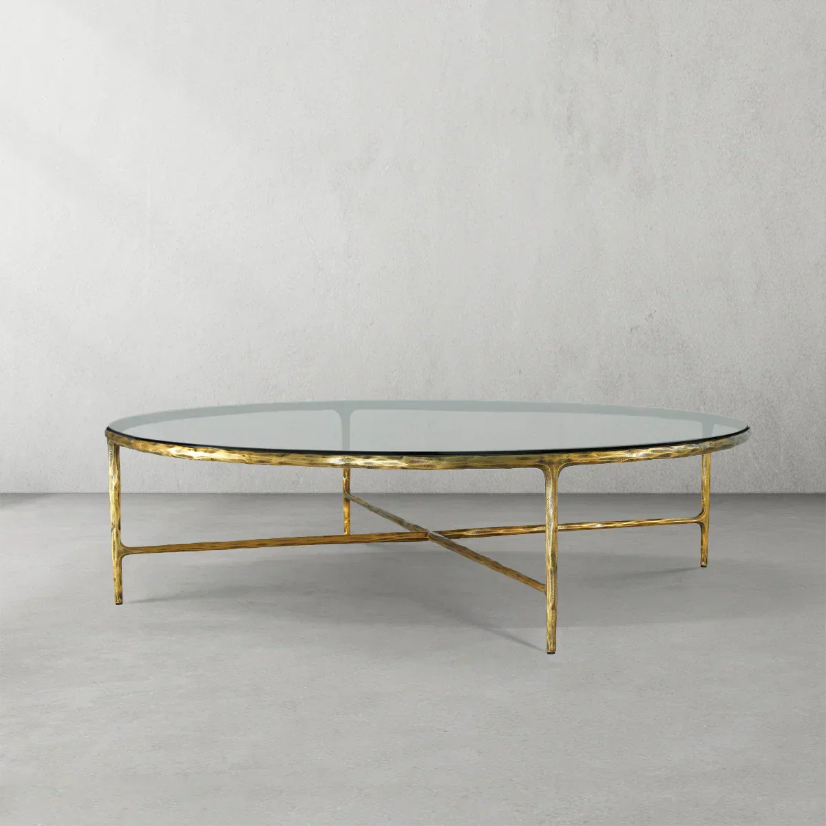 Thaddeus Metal Glass Round Coffee Table 36" 55"