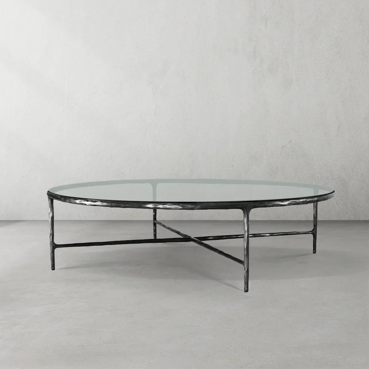 Thaddeus Metal Glass Round Coffee Table 36" 55"