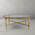Thaddeus Metal Glass Round Coffee Table 36" 55"