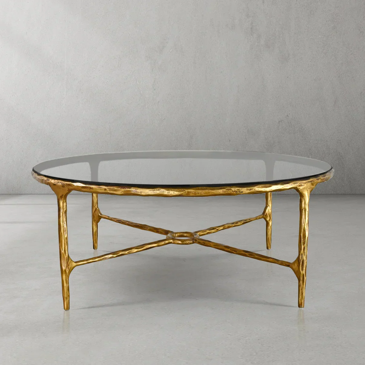 Thaddeus Metal Glass Round Coffee Table 36" 55"