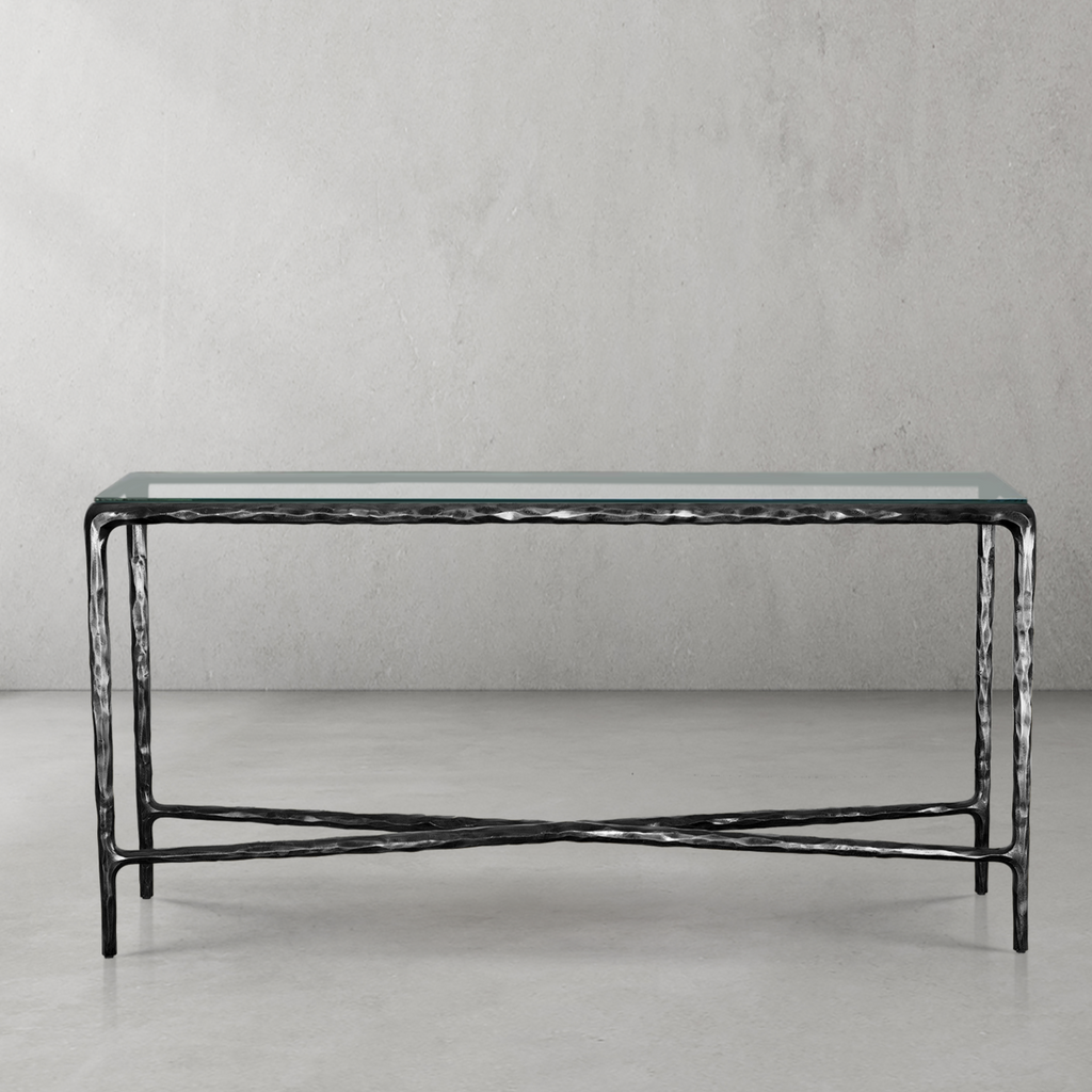 Thaddeus Rectangle Glass Console Table 60" 72"
