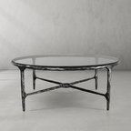 Thaddeus Metal Glass Round Coffee Table 36" 55"