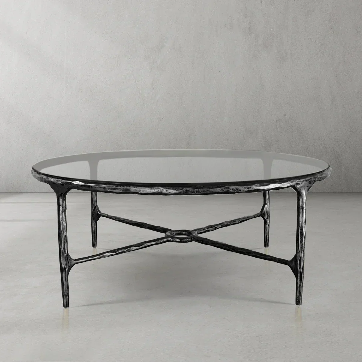 Thaddeus Metal Glass Round Coffee Table 36" 55"